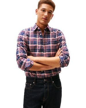 Tommy Hilfiger Heritage Oxford Plaid Regular Long Sleeve Shirts - Blue