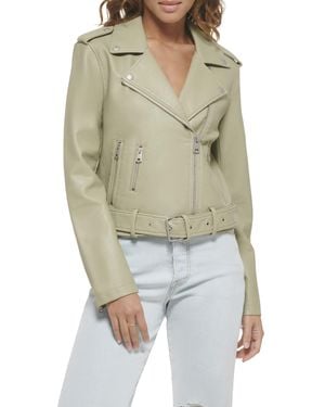 Levi's Faux Leather Belted Motorcycle Jacket - Green