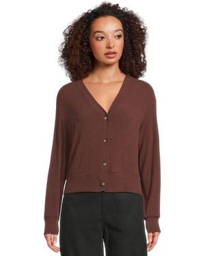 Michael Stars S Ilsa V-neck Cardigan Espresso - Purple