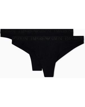 Emporio Armani Iconic Microfiber 2 Pack Brazilian Brief - Black