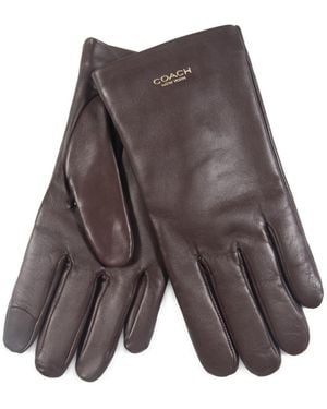 COACH New York Leather Tech Glove - Gray