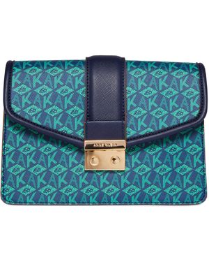 Anne Klein S Small Flap Ak Cube Logo Crossbody - Blue