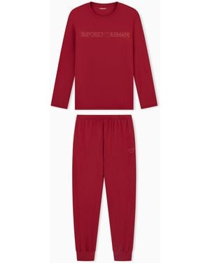 Emporio Armani Mega Logo Jogger Pajama Set - Red