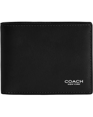 COACH Slim Billfold Wallet In Natural Full-grain Leather - Black
