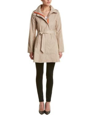 Kensie Tie Waist Trench Coat - Natural