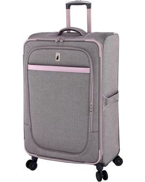 London Fog Kensington Lavender Black Herringbone 28" Expandable Spinner - Gray