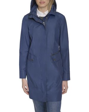 Cole Haan Packable Hooded Rain Jacket With Bow - Blue