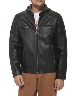 Levi's Faux Leather Hooded Racer Jacket - Black