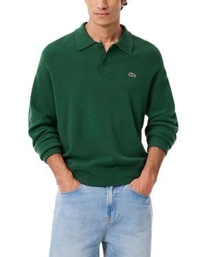 Lacoste Relaxed Fit Carded Wool Polo Sweater - Green