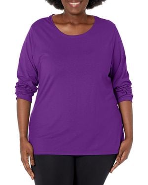 Hanes Just My Size Womens Just My Size Plus Size Long Sleeve Tee Shirt - Purple