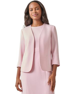 Kasper Crepe Cardigan W/rolled Cuff - Pink