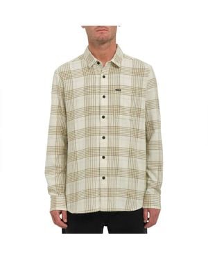 Volcom Caden Plaid Long Sleeve Flannel Shirt – Classic - Natural