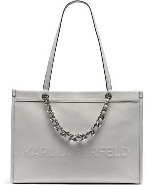 Karl Lagerfeld Paris Savoie Tote Bag With Logo - Gray