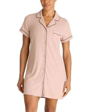 BCBGMAXAZRIA Short Sleeve Notch Nightshirt - Pink