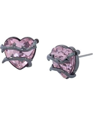 Betsey Johnson S Heart Stud Earrings - Purple