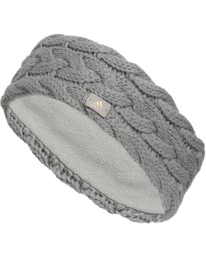 adidas Fashion Knit Headband Fleece Lined Warm Soft Style For Winter Cold Weather - Gray