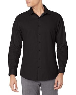 Kenneth Cole Reaction Dress Shirt Slim Fit Stretch Collar Non Iron Solid - Black