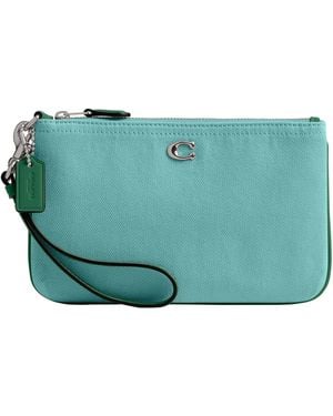 COACH Small Wristlet In Colored Dyed Denim - Green