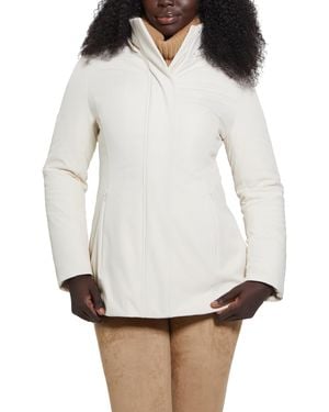 Guess Midlength Softshell Hood Jacket - White