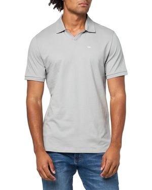 Karl Lagerfeld Paris Collared Pique Kl Logo Short Sleeve Polo - Gray