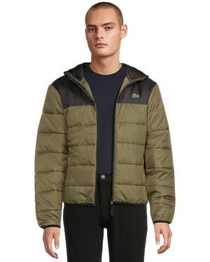 Lacoste Core Regular Fit Color Block Puffer Jacket - Green