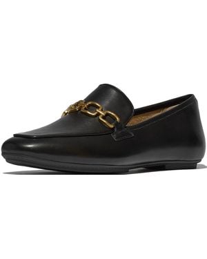 Fitflop Delicato Square-chain Soft Leather Loafers - Black