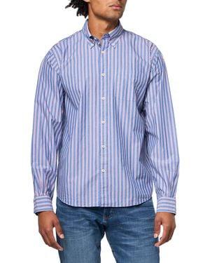 Brooks Brothers Friday Poplin Long Sleeve Pattern Sport Shirt - Blue