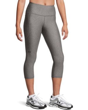 Under Armour S HeatGear Armour High Waisted Pocketed No-Slip Capri, - Grigio