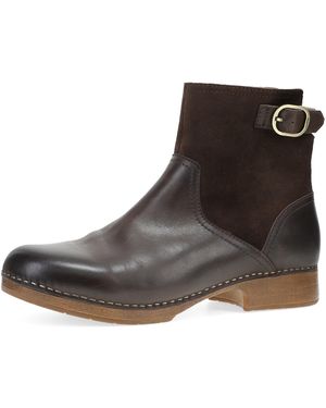 Dansko Monique Equestrian-inspired Ankle Bootie -leather & Suede Low-heel Boot With Classic Hardware And All-day Comfort & Support - Brown