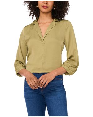Vince Camuto Collared V-neck Long Sleeve Blouse - Multicolor