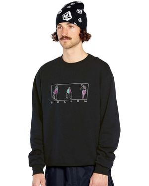 Volcom Essential Crew Fleece Snowboard Winter Sweatshirt - Black