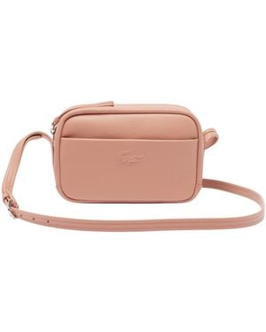 Lacoste City Court Grain Leather Crossover Bag - Pink