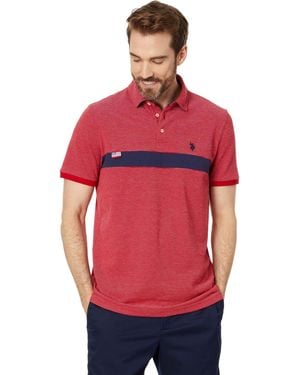 U.S. POLO ASSN. Jacquard Pique Pieced Textured Short Sleeve Polo Shirt