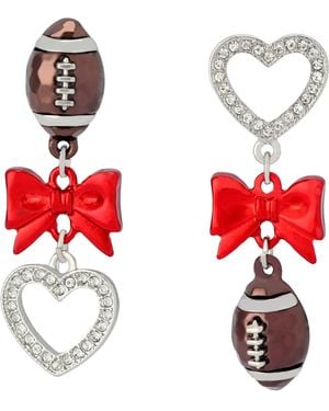 Betsey Johnson Kick Off Football Mismatch Earrings - Red