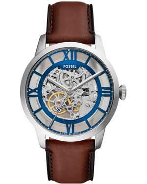 Fossil Townsman Automatic Brown Leather Watch - Blue
