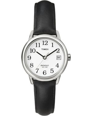 Timex Tone Case White Dial With Black Leather - Metallic