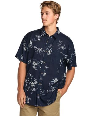Billabong Sundays Jacquard Short Sleeve Woven Button Down Shirt - Blue