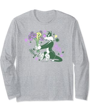 Amazon Essentials Looney Tunes Tweety And Green Sylvester Long Sleeve T-shirt - Gray