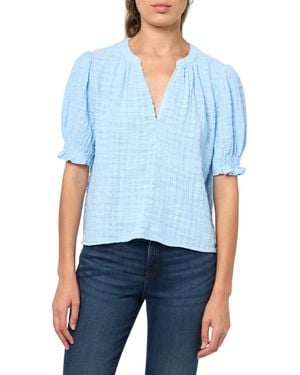 Velvet By Graham & Spencer Bonita Textured Gauze Blouse - Blue