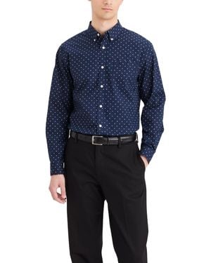 Dockers ® Signature Shirt Long Sleeve Classic Fit With Stain Defender® - Blue