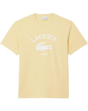 Lacoste Signature Print Cotton T-shirt - Yellow