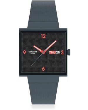 Swatch Casual Watch Gray Bioceramic Quartz Squared Off - Black