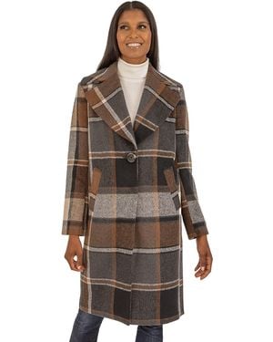 Kensie Brushed Single Breasted Wool Blend Coat - Black
