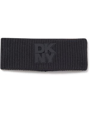 DKNY Knit Logo Patch Headband - Black