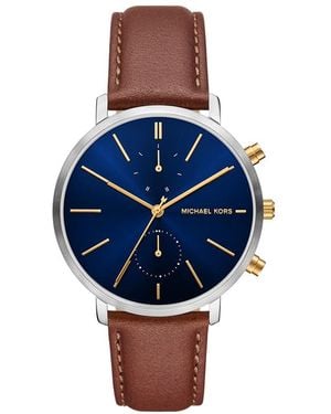 Michael Kors Blake Multifunction Brown Leather Watch - Blue