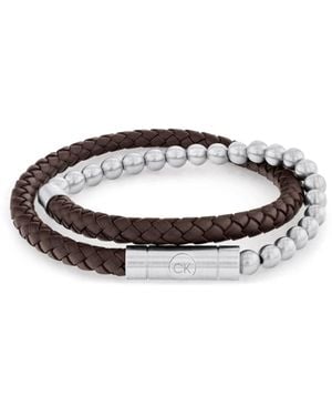 Calvin Klein Fuse Leather And Beads Bracelet For - Black