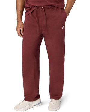 Nike Club Open Hem Brushed Fleece Pants - Red