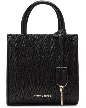 Steve Madden Larry Matelasse Mini Box Tote - Black