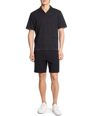 Theory Double Layered Johnny Collar Polo In Foundation Jersey - Black