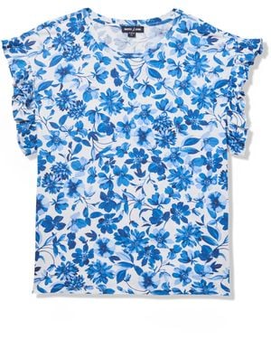 Nautica Short Sleeve Cotton Solid Top - Blue